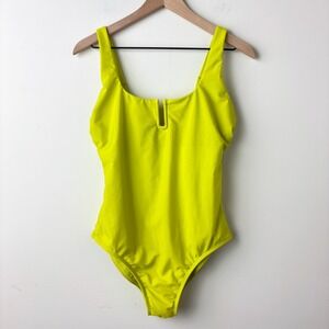 Kona Sol Women's One Piece Swimsuit L 12-14 Neon Green U-Wire Rave Festival